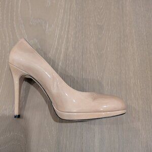 Stuart Weitzman Beige Tan Patent Leather Heels Pumps Size 9.5